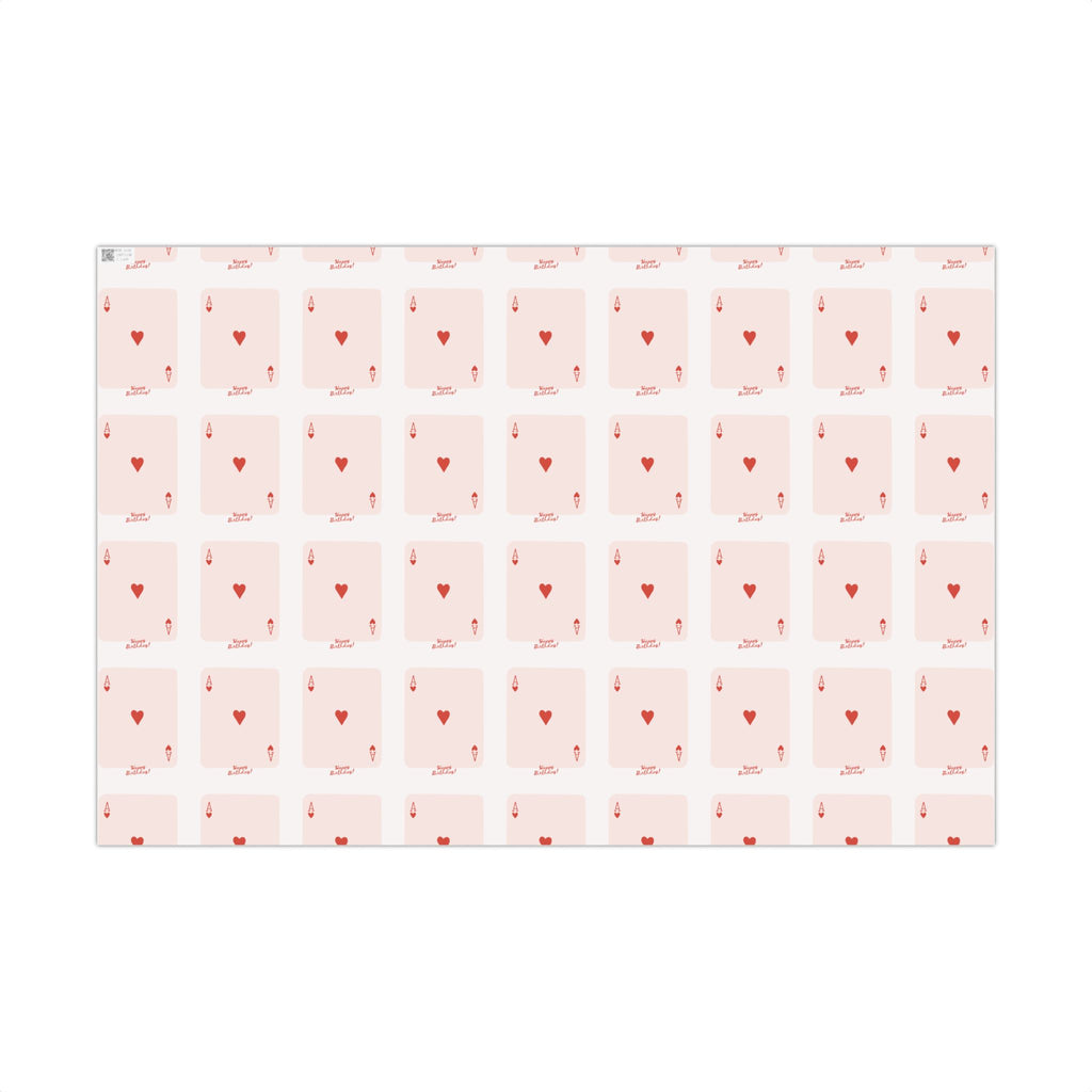 Valentine Heart Playing Cards happy Birthday Gift Wrap — Romantic Pink Wrapping Paper