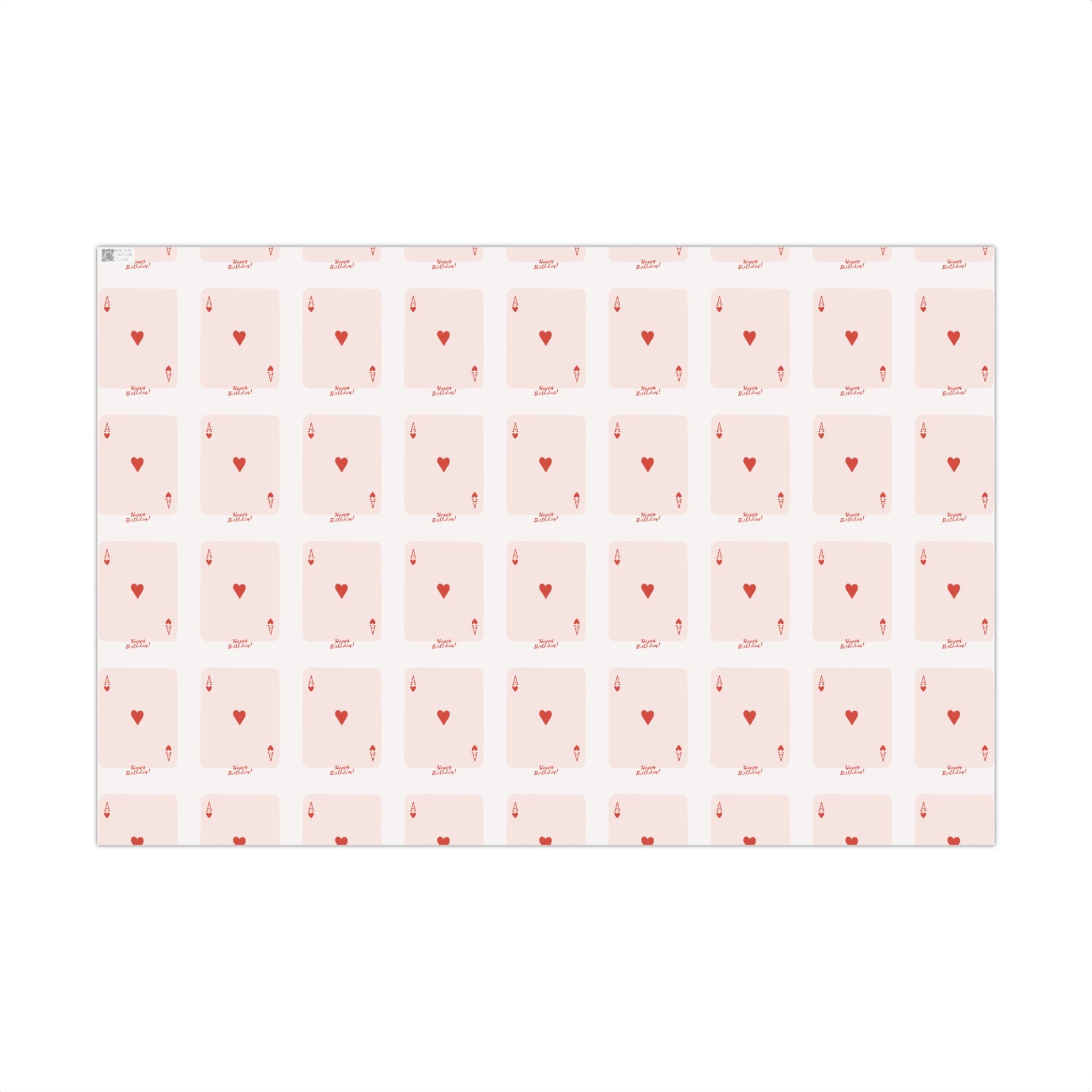 Valentine Heart Playing Cards happy Birthday Gift Wrap — Romantic Pink Wrapping Paper