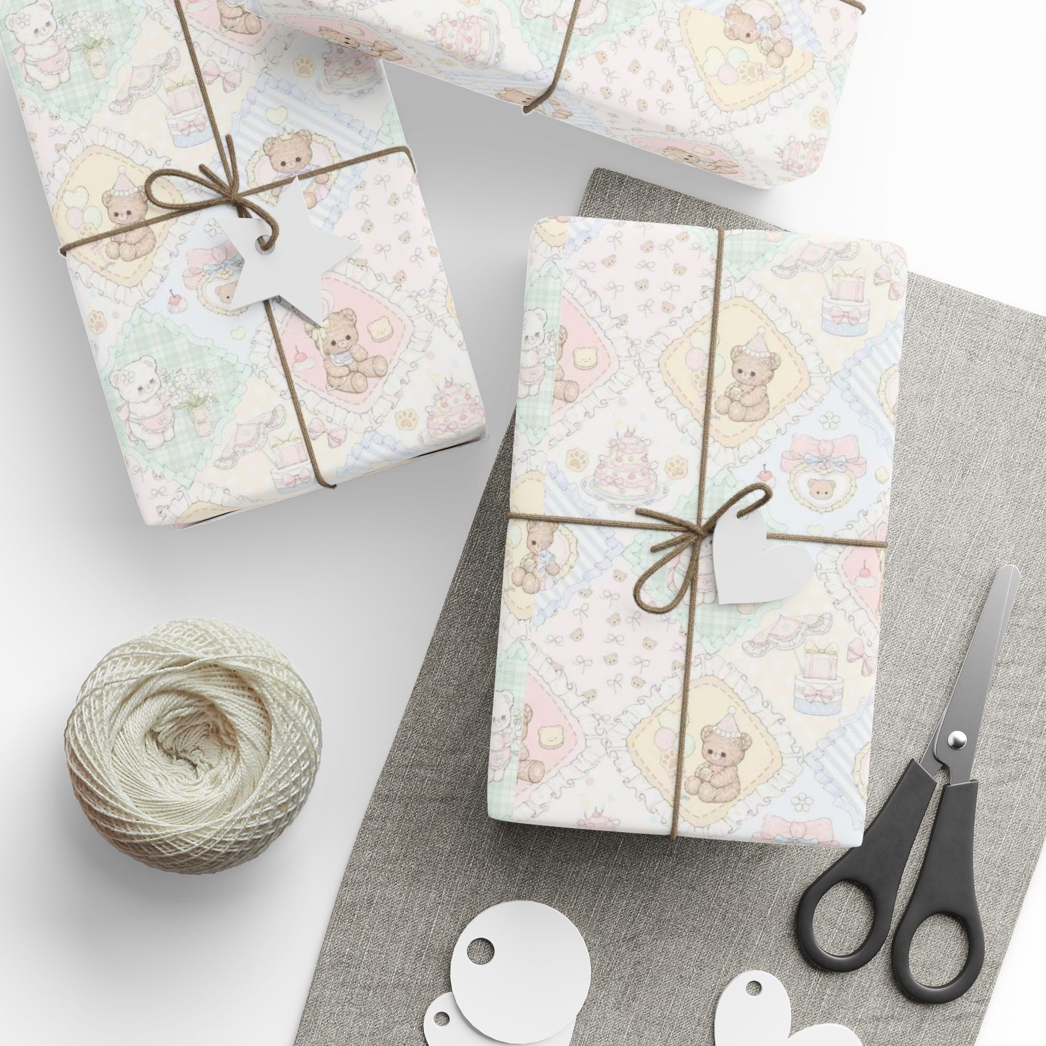 🎀 Cute Teddy Bear Wrapping Paper -Soft pastel gift wrap