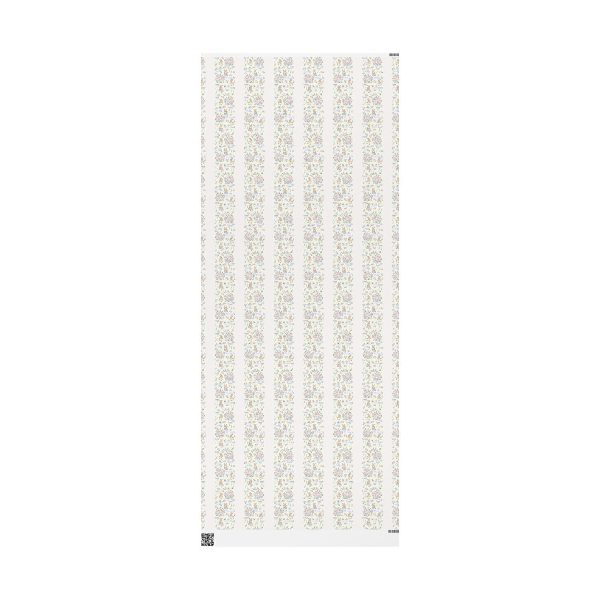 🎀 Cute Birthday Wrapping Paper Soft floral + bunny design with “Happy Birthday” detail
