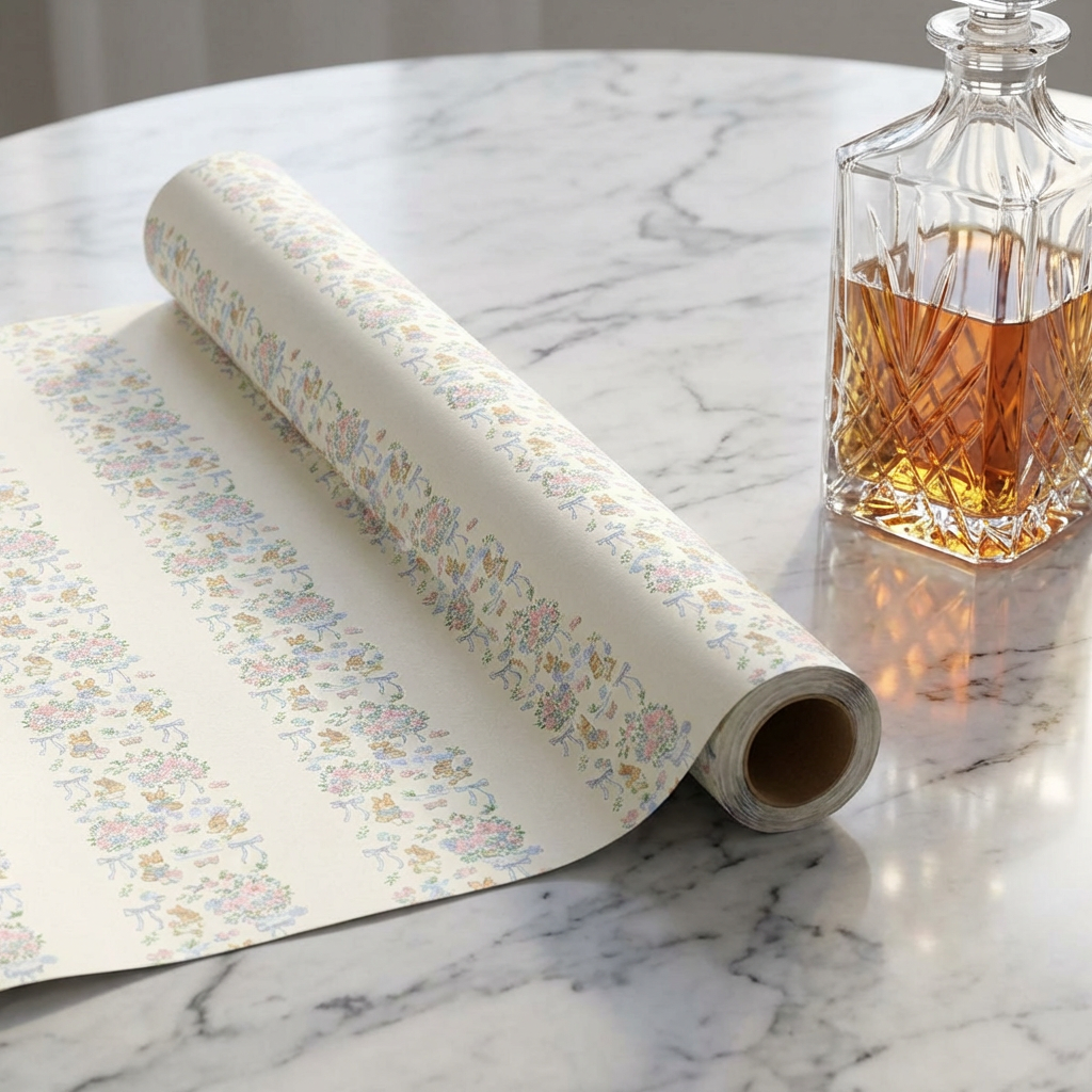 🎀 Cute Birthday Wrapping Paper Soft floral + bunny design with “Happy Birthday” detail