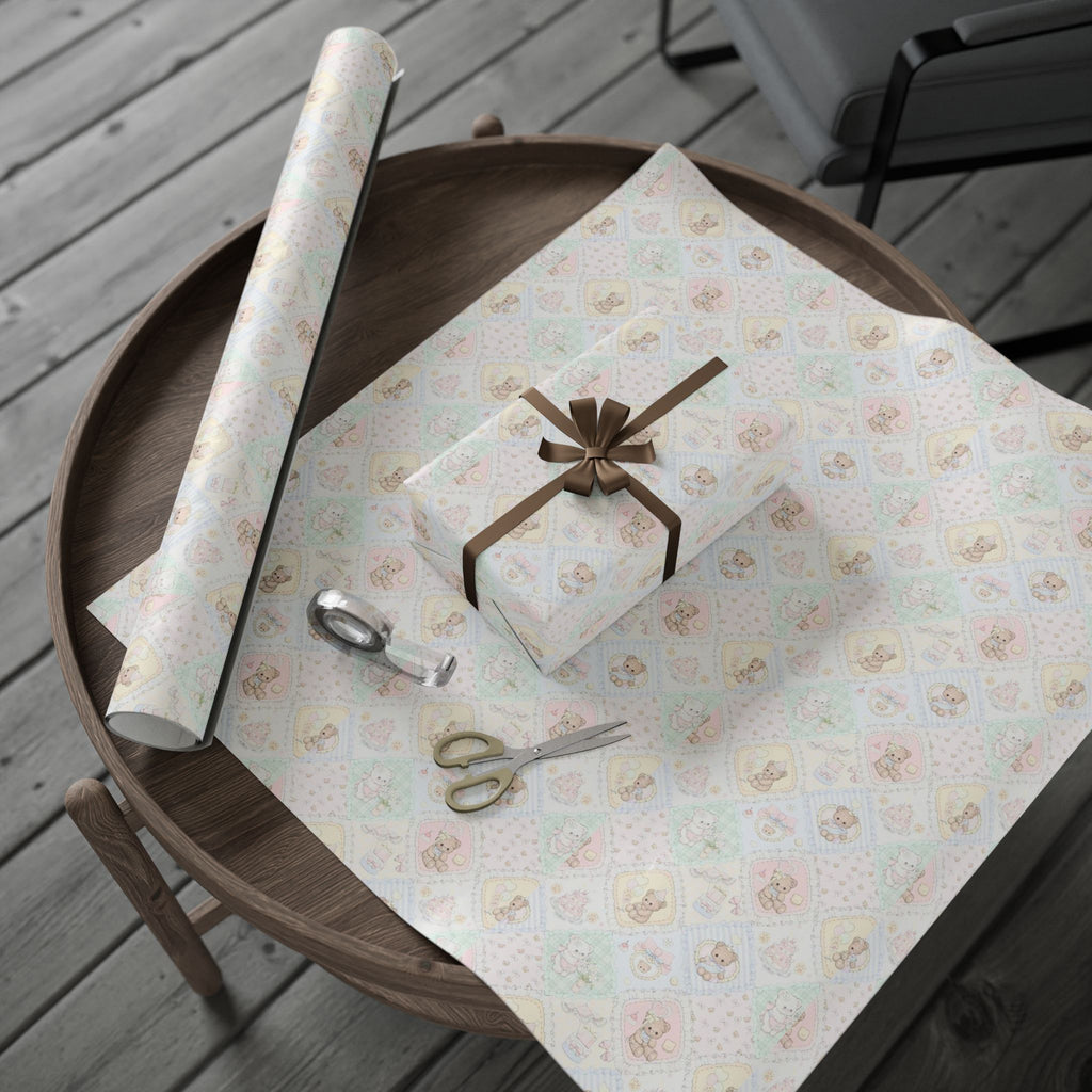 🎀 Cute Teddy Bear Wrapping Paper -Soft pastel gift wrap
