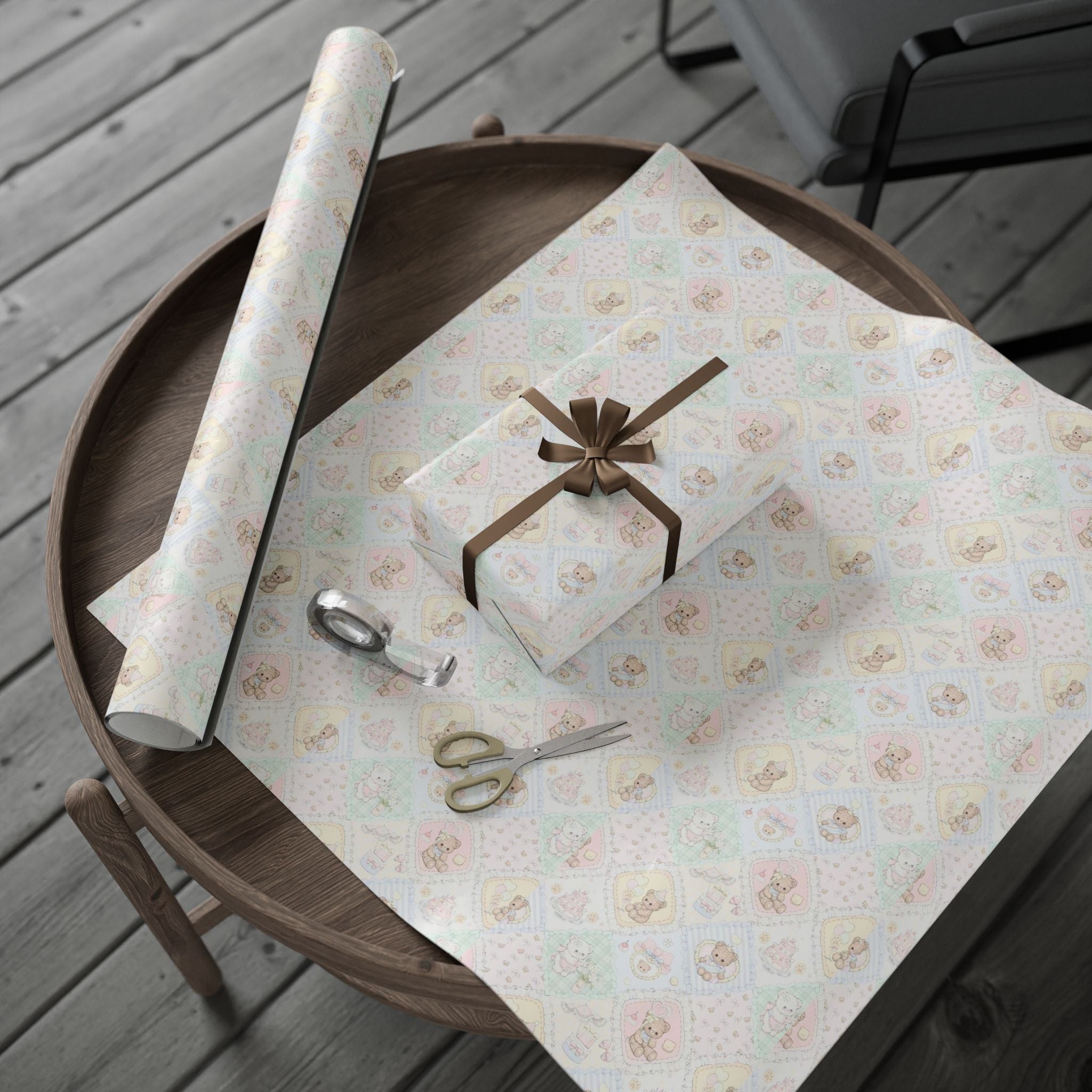 🎀 Cute Teddy Bear Wrapping Paper -Soft pastel gift wrap